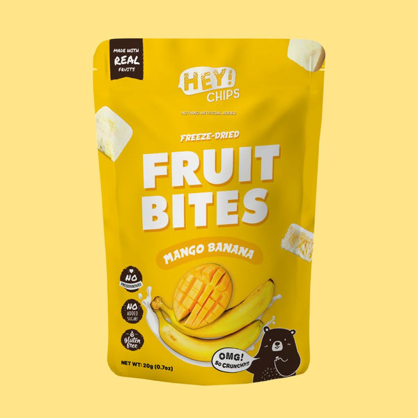 Hey Chips Mango Banana Fruit Bites No sugar added gluten-free halal