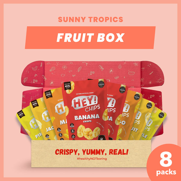 100% Natural Hey! Chips which is Gluten-Free, Halal-Certified, Vegetarian, Vegan, Dairy-free
