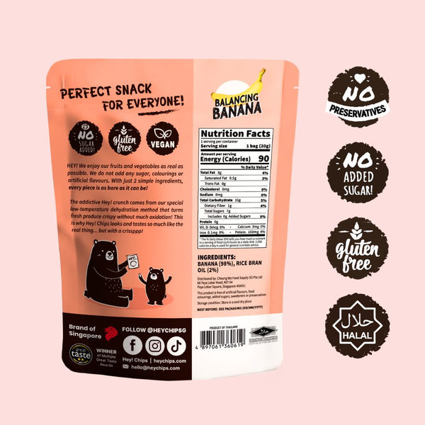 Hey Chips Banana Crisps Mini Gluten Free Halal No Sugar Added