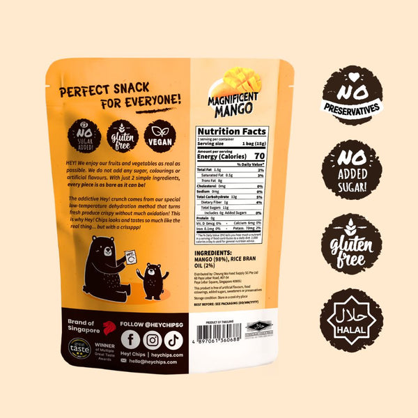 Hey Chips Mango Crisps Mini Gluten Free Halal No Sugar Added