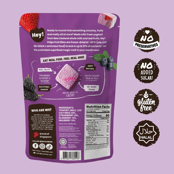 Hey Chips Mixed Berry Fruit Bites No sugar added gluten-free halal