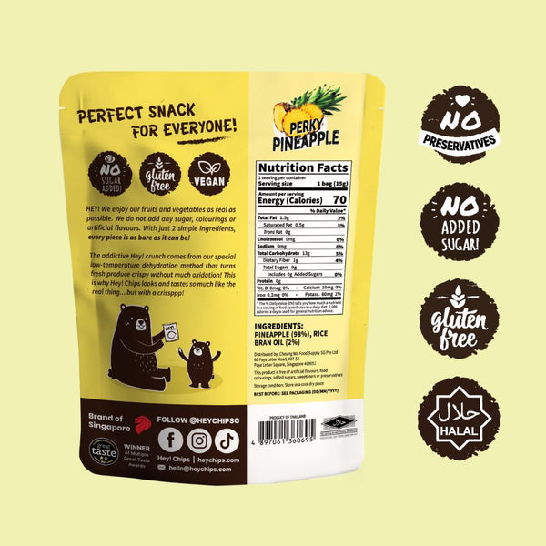 Hey Chips Pineapple Crisps Mini Gluten Free Halal No Sugar Added