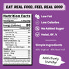 Nutrition label with health benefits and ingredients on a purple background of Hey! Chips Mixed Berry Fruit Bites (20g)