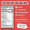 Nutrition label with health benefits on a red background of Hey! Chips Strawberry Fruit Bites (20g)