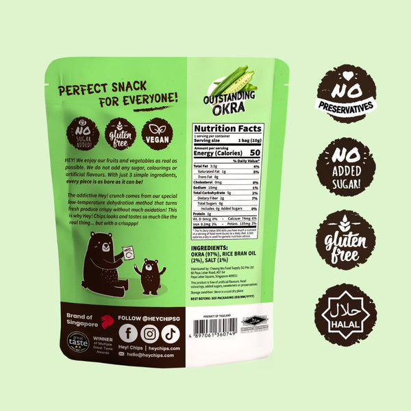 Hey Chips Okra Crisps Mini Gluten Free Halal No Sugar Added