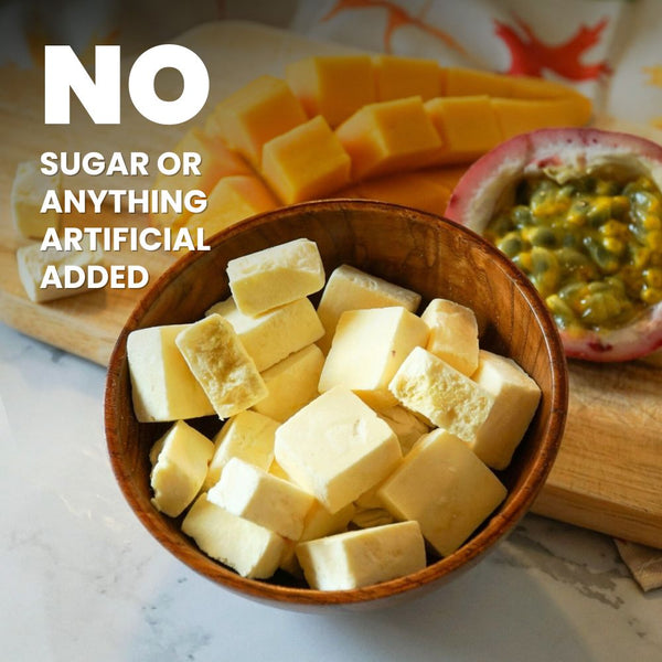 Hey Chips Mango Passion Fruit Bites No sugar added gluten-free halal