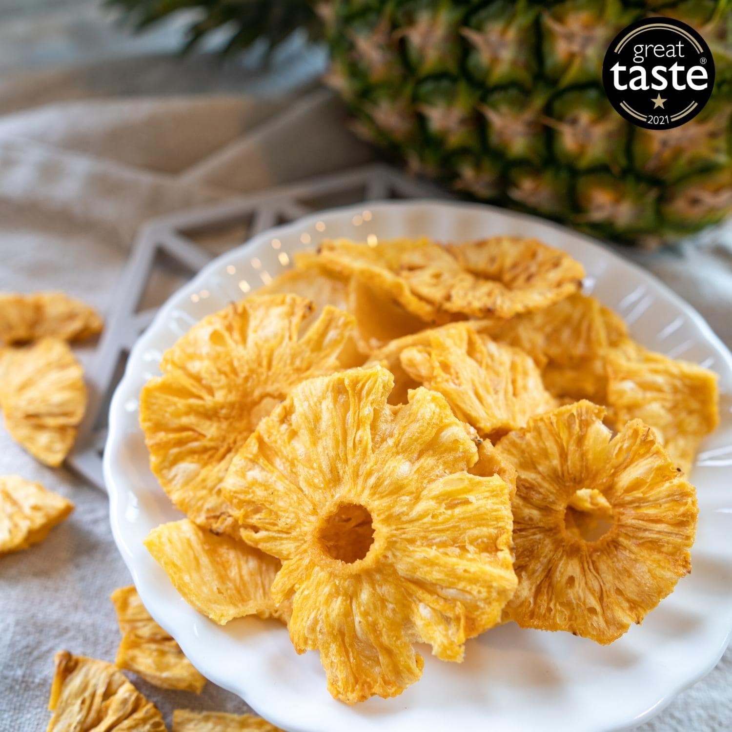 Hey! Pineapple Chips on a plate